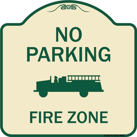 Signmission Designer Series-No Parking Fire Zone With Fire Truck Graphic, 18" x 18", TG-1818-9951 A-DES-TG-1818-9951